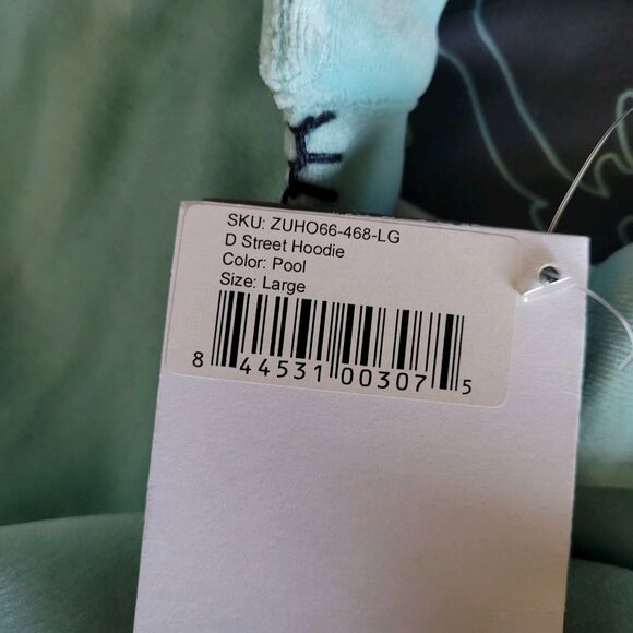 Carve Designs Size L Blue Soft Velvet Henley Button Front Hoodie Organic Cotton - Picture 5 of 7